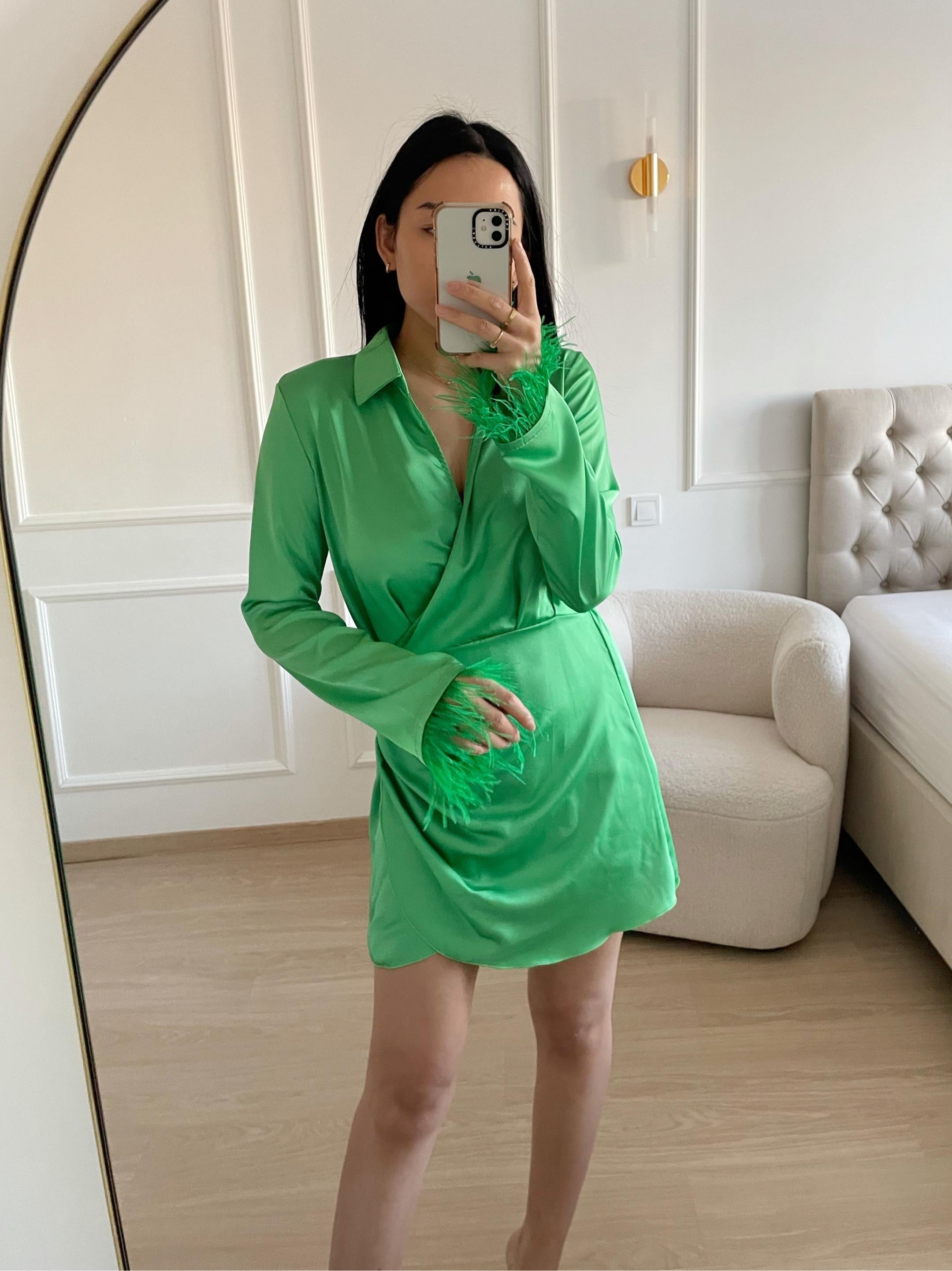 Satin Jurk Joy | Groen