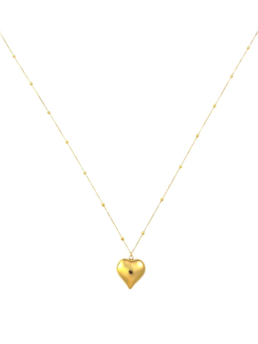 Chunky Heart Ketting Extra Lang | Goud