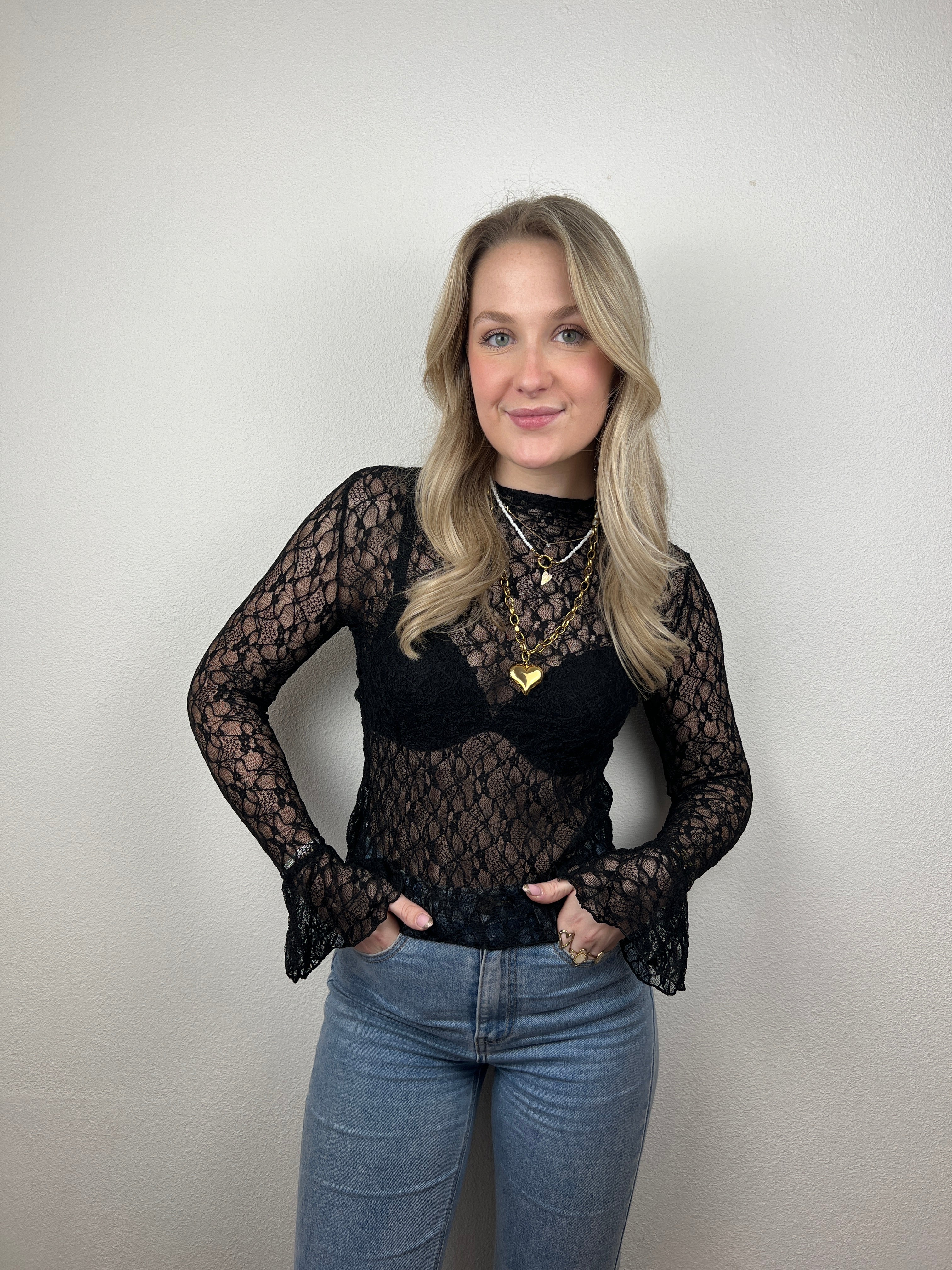 Lace Top Nura | Zwart